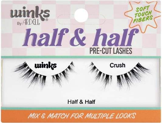 Ardell Winks Half & Half Eyelashes Pre-Cut Lashes Winks & Crush - Mix & Match Wispy Cat Eye Lashes Strips, Natural Look False Eyelashes, 1 Pack