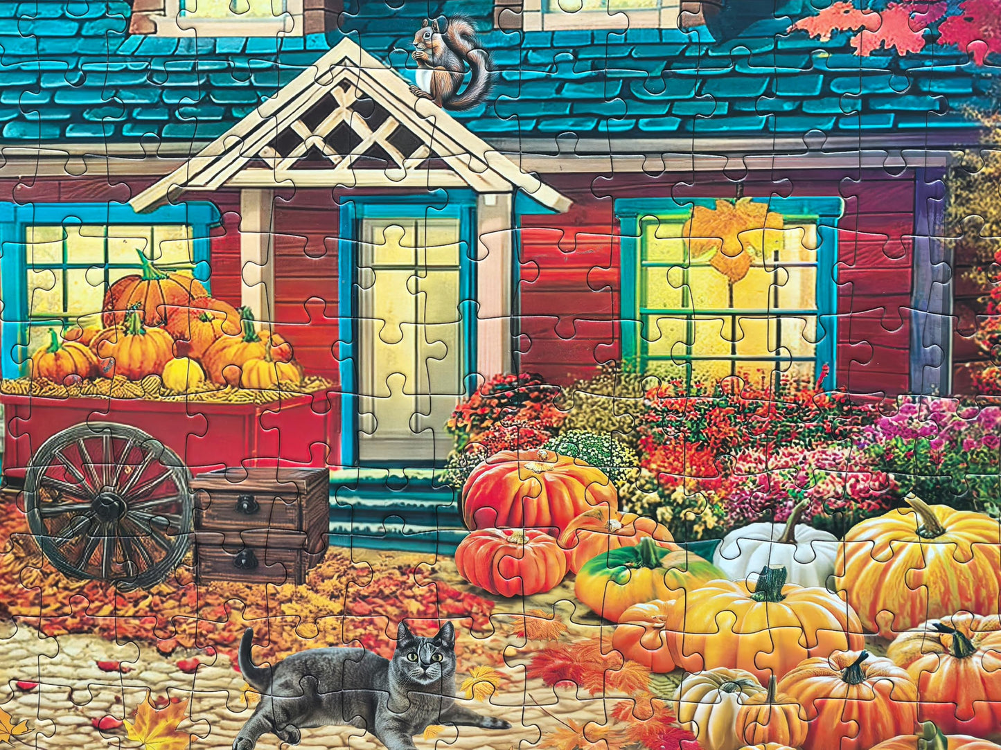 300 Piece Puzzles for Adults Large Piece - Fall Puzzle - Autumn Pumpkin Harvest
