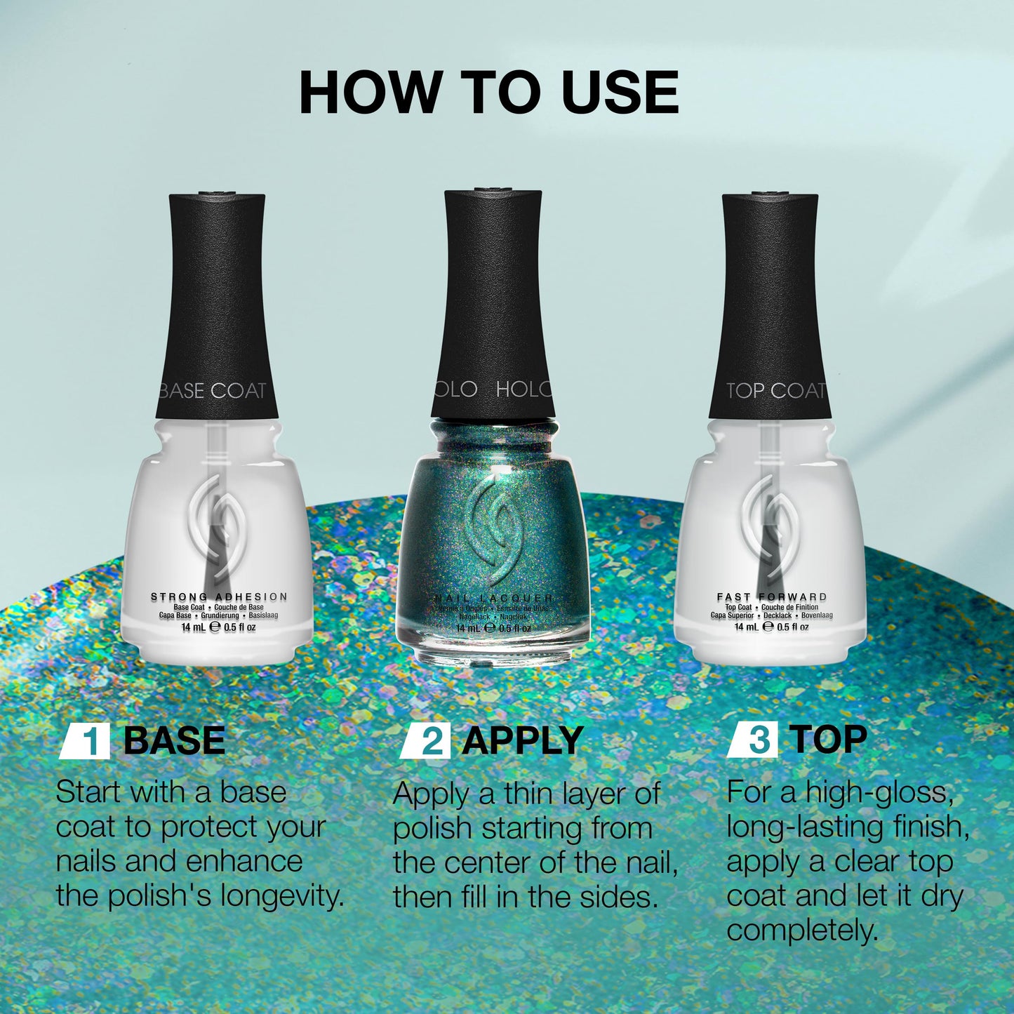 China Glaze CG Nail Lacquer Mermaid Signal - Holographic Teal Green & Blue Nail Polish, Quick Dry High Shine Shimmer for Salon Quality DIY Manicure Beauty & Personal Care China Glaze