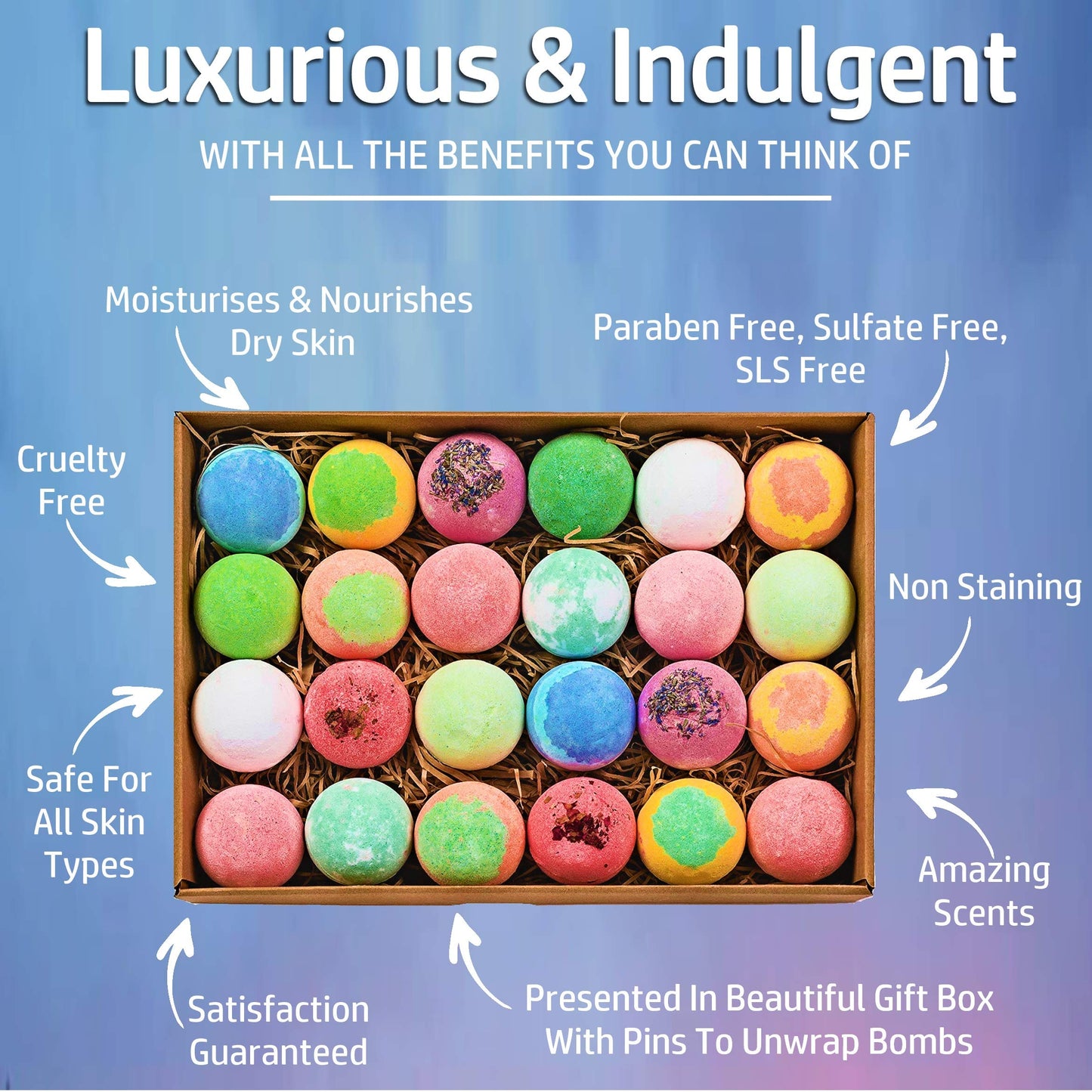 Bulk Bath Bombs Gift Set - 24 Nurture Me Organic Bath Bomb Kit - Moisturizing Bath Bombs Bath Gift Set - Best Birthday Gifts for Women, Mom, Girls…