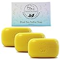 Natural Elephant Dead Sea Sulfur Soap 4.4 oz with Dead Sea Salt, Aloe Vera, Sulphur Face and Body Cleanser Bar for All Skin Types (3 Pack (13.2 oz