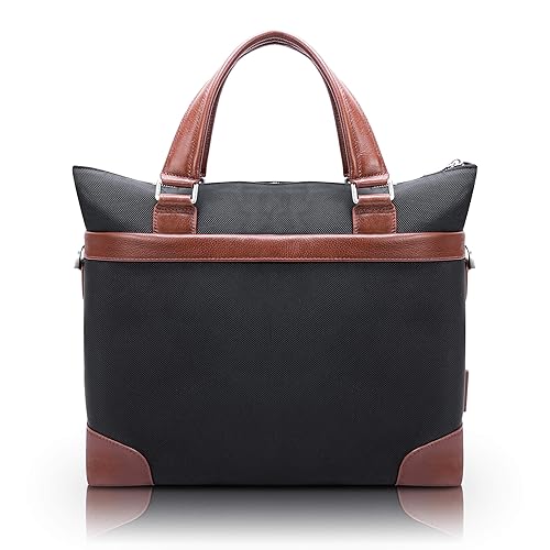 McKleinUSA EASTWARD, 1680D Ballistic Nylon with Leather Trim, 15" Nylon, Two-Tone, Laptop & Tablet Briefcase, Black (78395)