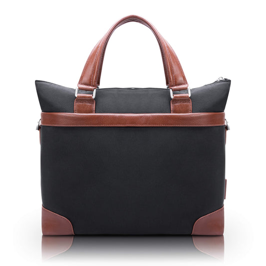McKleinUSA EASTWARD, 1680D Ballistic Nylon with Leather Trim, 15" Nylon, Two-Tone, Laptop & Tablet Briefcase, Black (78395)