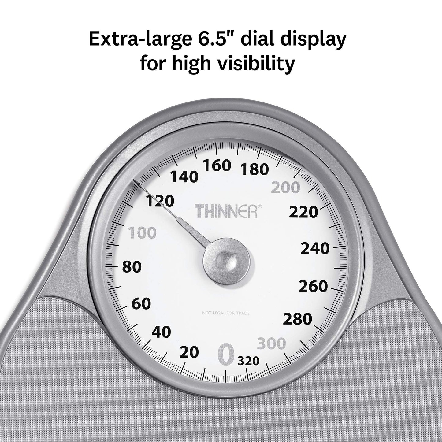 Thinner by Conair Bathroom Scale for Body Weight, Extra-Large Analog Scale Measures Weight Up to 330 Lbs. in Silver