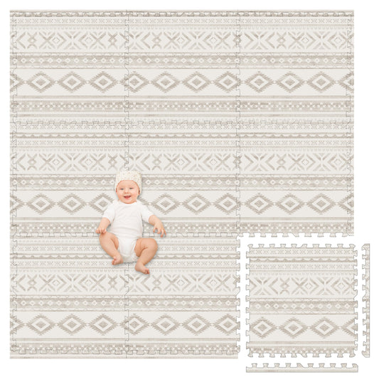 Play Platoon Large Baby Play Mat – 9 Interlocking Foam Tiles 24"x24", 72"x72" Extra-Thick Puzzle Floor Mat Rug for Playroom, Canyon Print