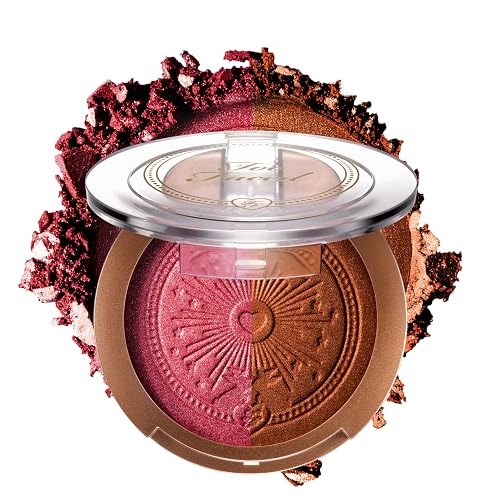 Too Faced Sun Bunny Blushing Bronzer | Dual-Shade Sheer, Luminous Bronzer Blush with Pink Undertones to Mimic Natural Flush, Fuchsia Bunny, 0.28 Ounce