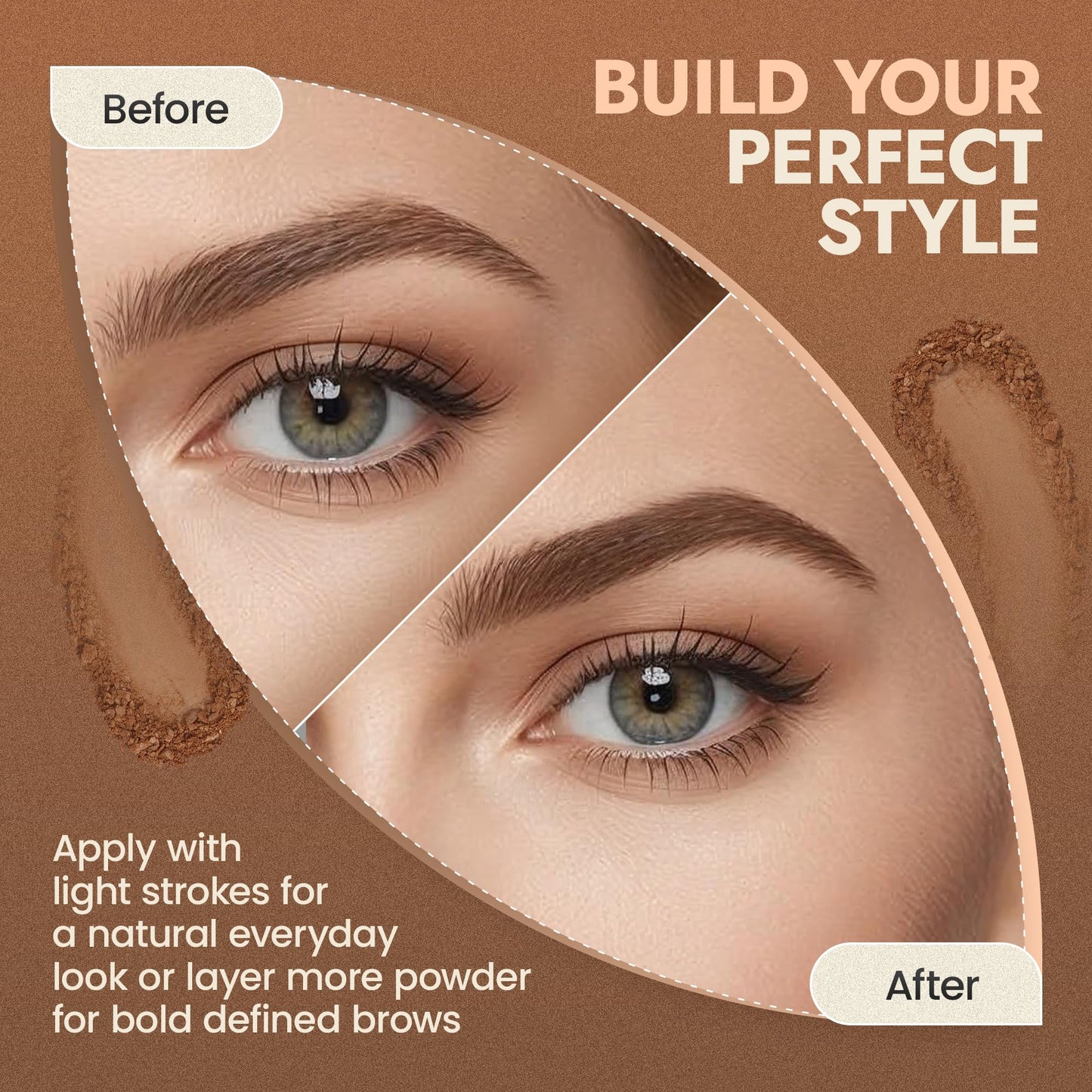 Organic Eyebrow Powder - Vegan Brow Tint for Shaping, Filling & Defining, 100% Natural - Smudge-Proof & Long-Lasting Conditioning - Cruelty-Free