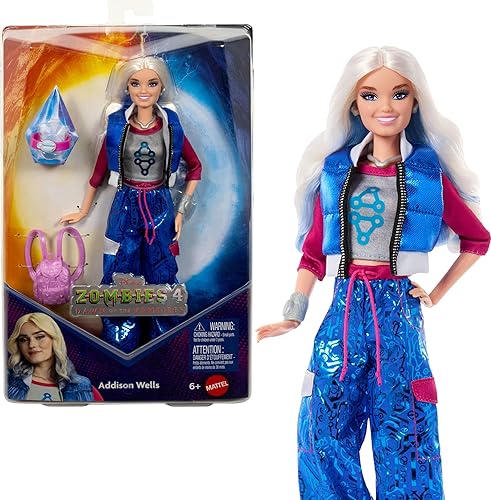Mattel Disney Zombies 4: Dawn of The Vampires Addison Wells Fashion Doll with Removable Outfit & 6 Accessories, Inspired by The Movie