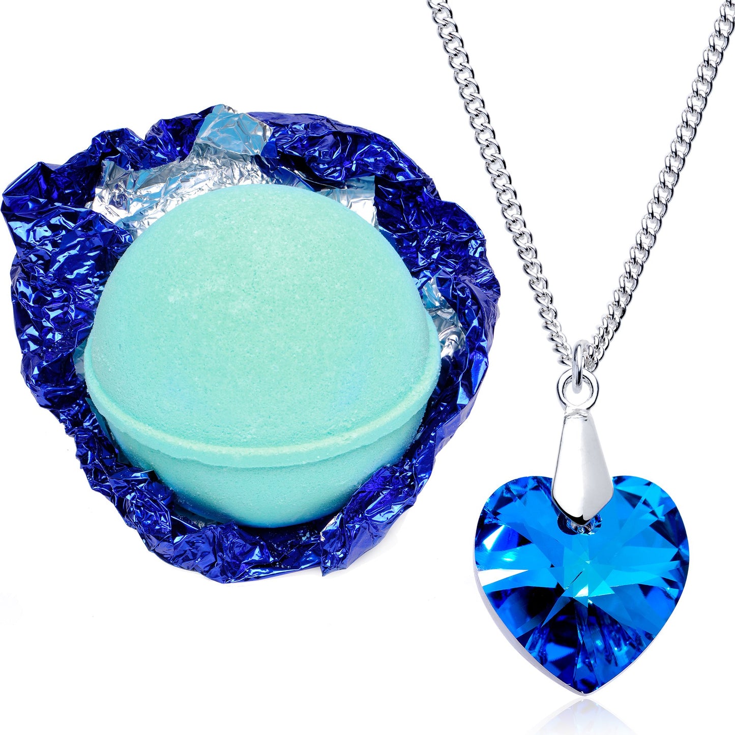 Tranquil Serenity Bath Bomb with Necklace Created with Crystal Extra Large 10 oz. Made in USA