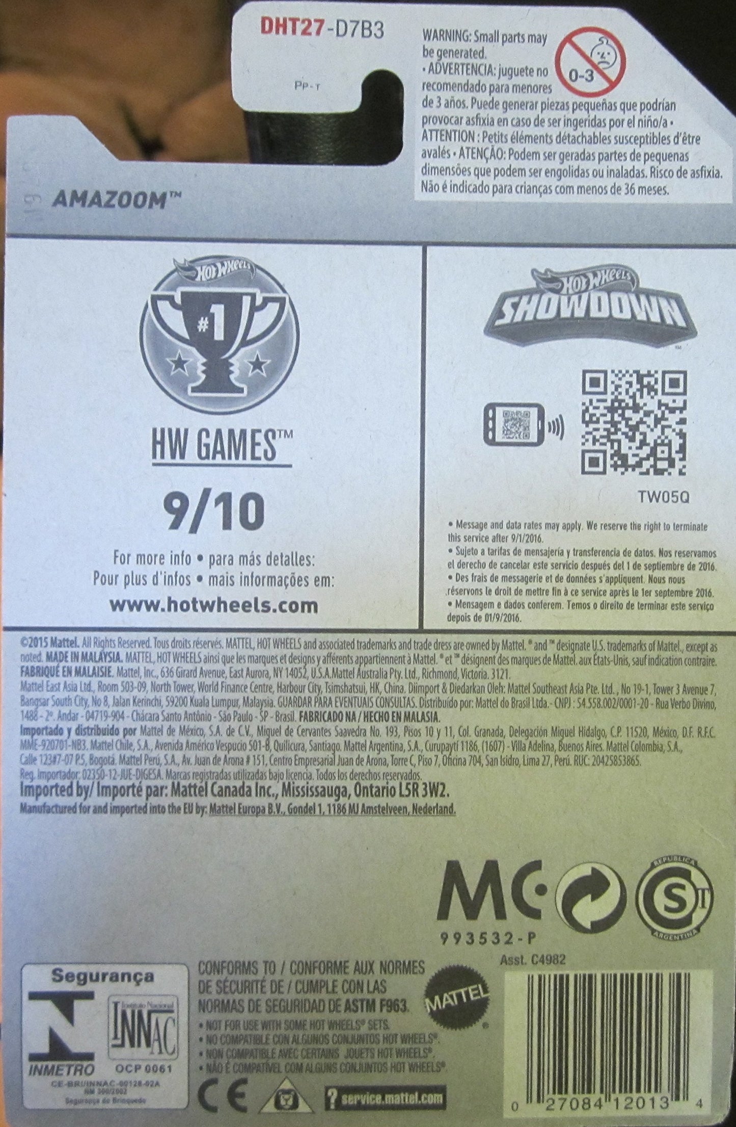 Amazoom Hot Wheels 2016 HW Games Series #9/10 1:64 Scale Collectible Die Cast Metal Toy Car Model #239/250 on International Card