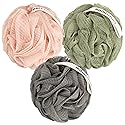 MainBasics Bath Shower Loofah Sponge Pouf Body Scrubber Exfoliator Body Wash Sponge (Set of 3, Earthy Love)