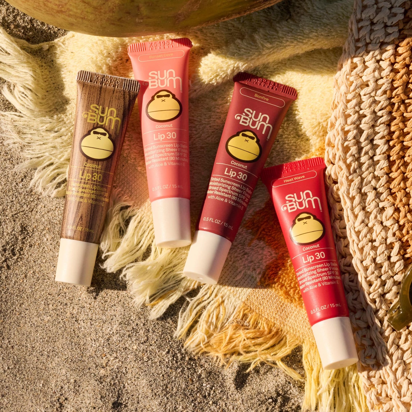 Sun Bum SPF 30 Sunscreen Heat Wave Tinted Lip Balm - Coconut Flavor Broad Spectrum Moisturizing with Aloe & Vitamin E - Hawaii 104 Act Compliant (Made Beauty and Personal Care Sun Bum