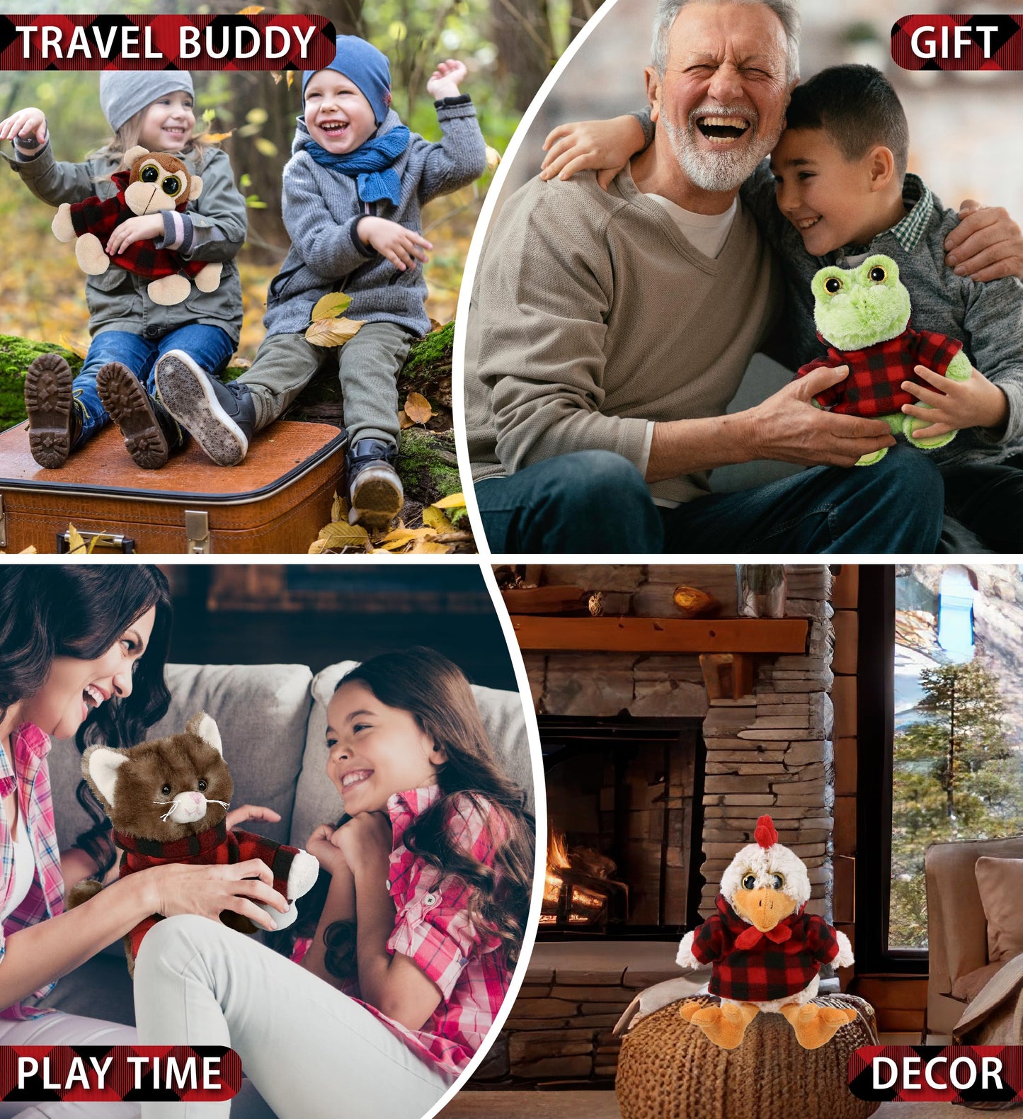 DolliBu Red Hoodie Plaid Jacket Teddy Bear Clothes - Cute Red Long Sleeve Shirt Plaid Flannel Sweater For Teddy Bear, Stuffed Animal Dress Up…