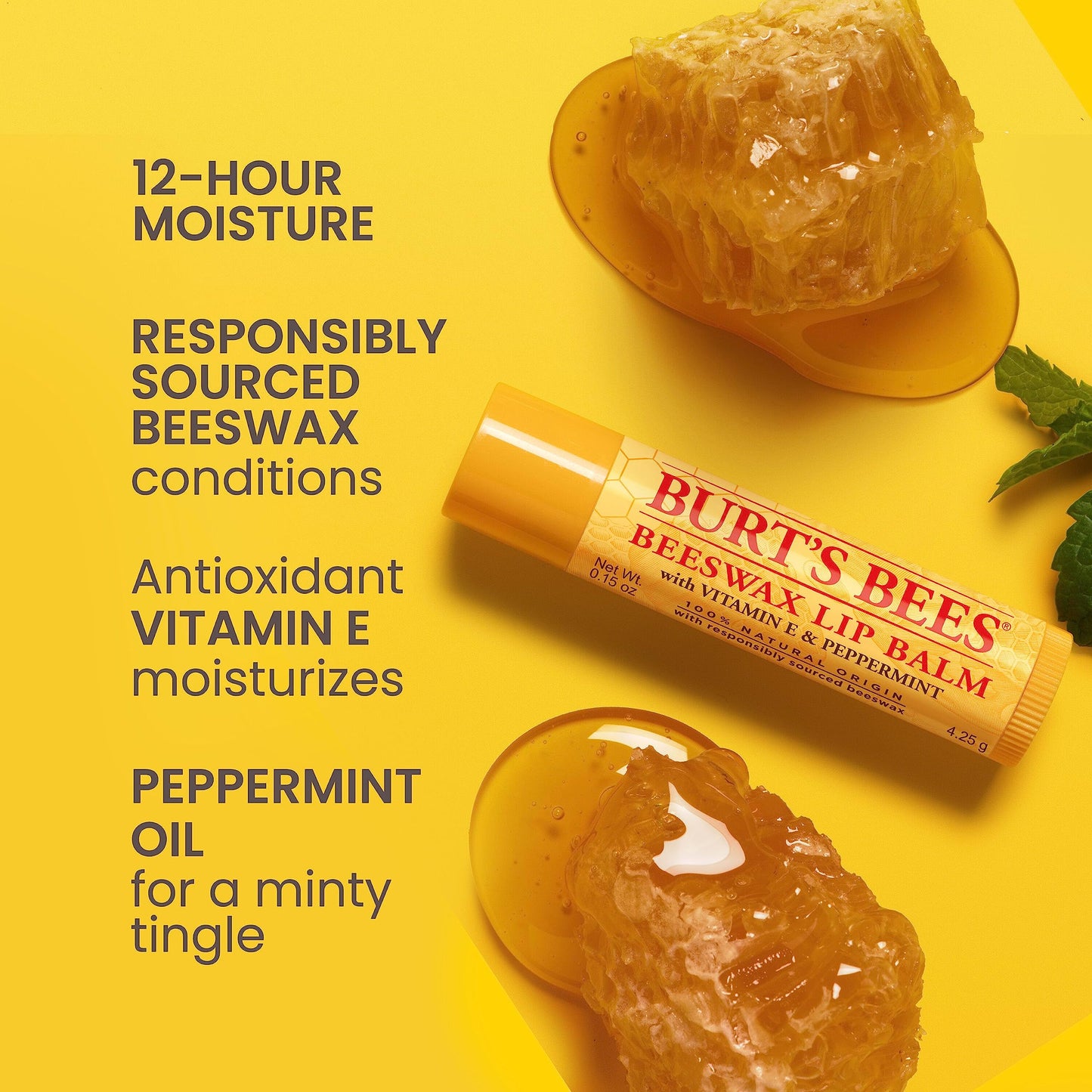 Burt's Bees Beeswax Lip Balm with Vitamin E & Peppermint 0.15 oz (Pack of 6)
