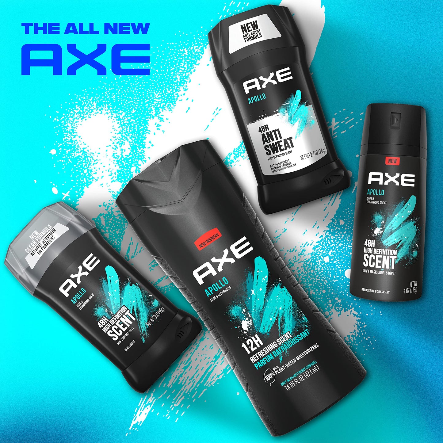 AXE Apollo Antiperspirant Deodorant Stick For Men Sage & Cedarwood 48 Hr Anti Sweat Mens Deodorant, 2.7 Ounce (Pack of 4) Beauty and Personal Care AXE