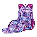 Wawakube 3Pcs Girls Backpack with Lunch Box Pencil Case,Unicorn Preschool Elementary School Bookbag for Kid Girls Picnic Travel etc