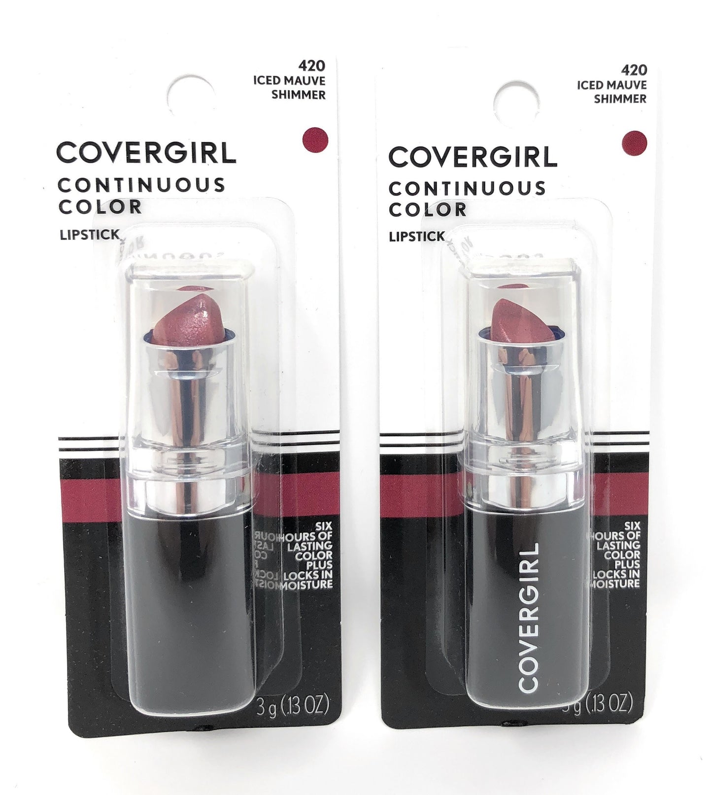 CoverGirl Continuous Color Lipstick, Iced Mauve 420, 0.13-Ounce Bottles (Pack of 2)