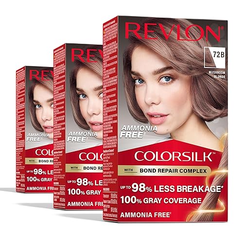 Revlon ColorSilk with Bond Repair Complex, Blonde Permanent Hair Color, 100% Gray Coverage, Ammonia Free Hair Dye, Vegan Keratin, 72B Mushroom Blonde