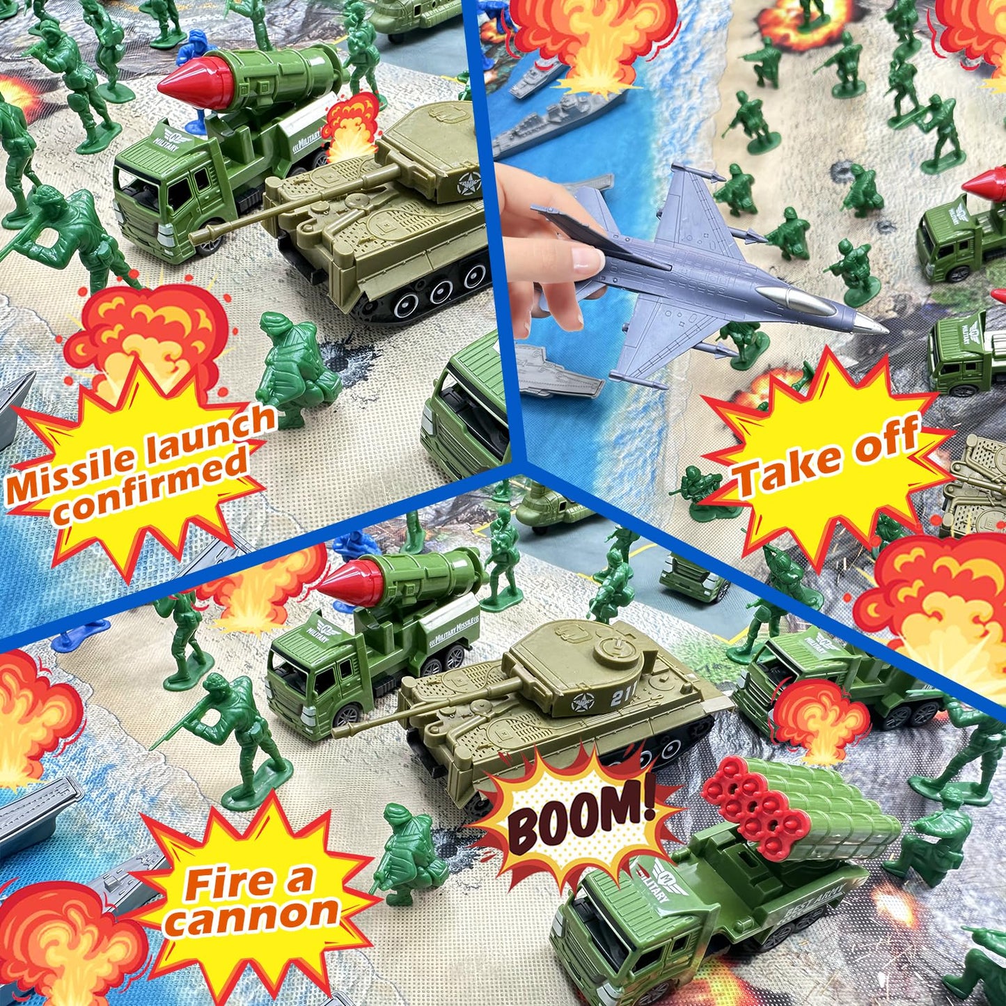 TALGIC Army Men Playset – Large Military Toy Set with Soldiers, Battle Mat, Weapons & Gear Accessories, Combat Toys for Boys Ages 4–12