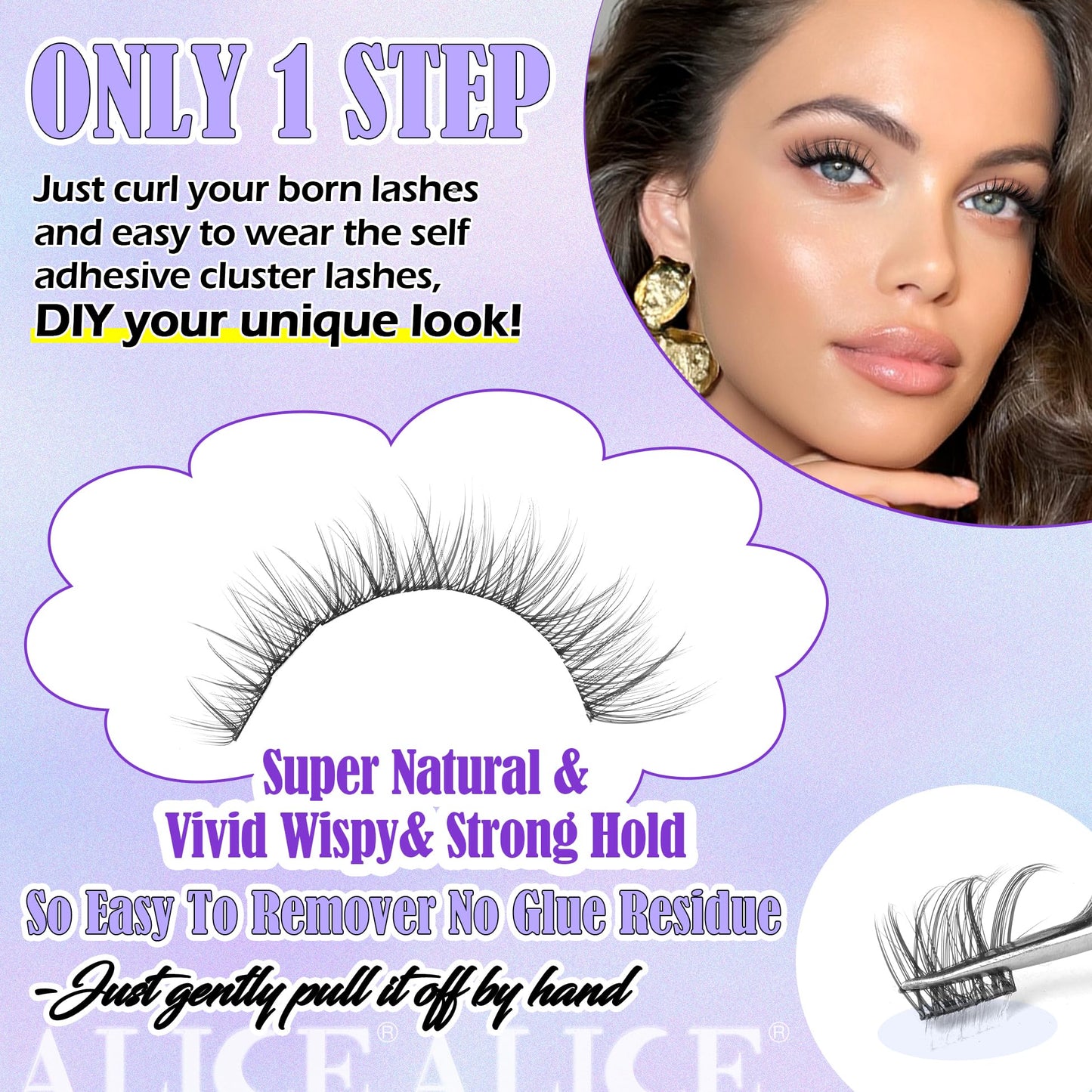 ALICE Natural Fluffy Lash Clusters DIY Eyelash Extensions Mix 12-14mm Individual Lashes Wispy Volume Lash Extensions Handmade Eyelash Clusters 96 Pcs Beauty and Personal Care ALICE