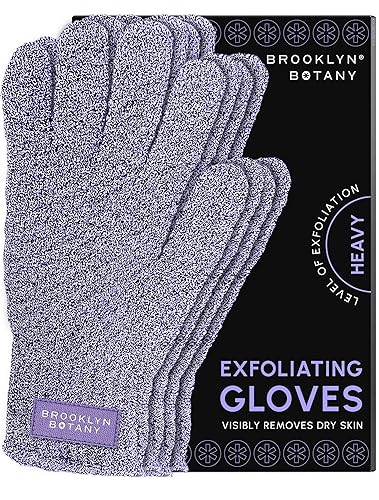 Brooklyn Botany Exfoliating Gloves for Bath and Shower - Heavy Duty Exfoliating Body Scrubber for Massage and Dead Skin Remover for Body - 2 Pairs