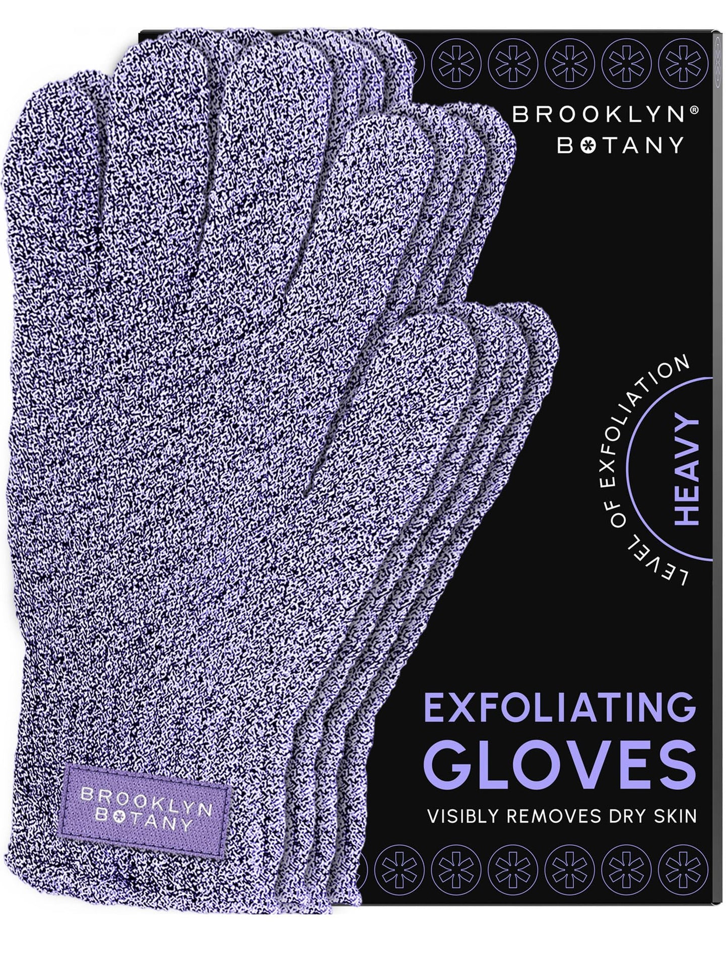 Brooklyn Botany Exfoliating Gloves for Bath and Shower - Heavy Duty Exfoliating Body Scrubber for Massage and Dead Skin Remover for Body - 2 Pairs