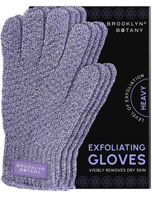 Brooklyn Botany Exfoliating Gloves for Bath and Shower - Heavy Duty Exfoliating Body Scrubber for Massage and Dead Skin Remover for Body - 2 Pairs