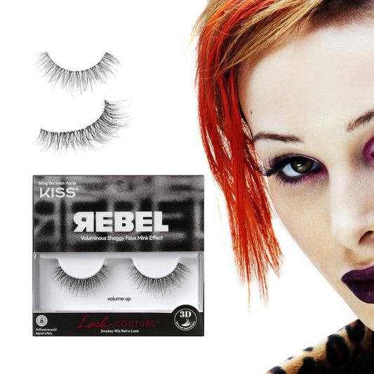 KISS Rebel, False Eyelashes, 'Volume Up', 12mm, Includes 1 Pair Of Lash, Easy to Apply, Reusable Lash Clusters