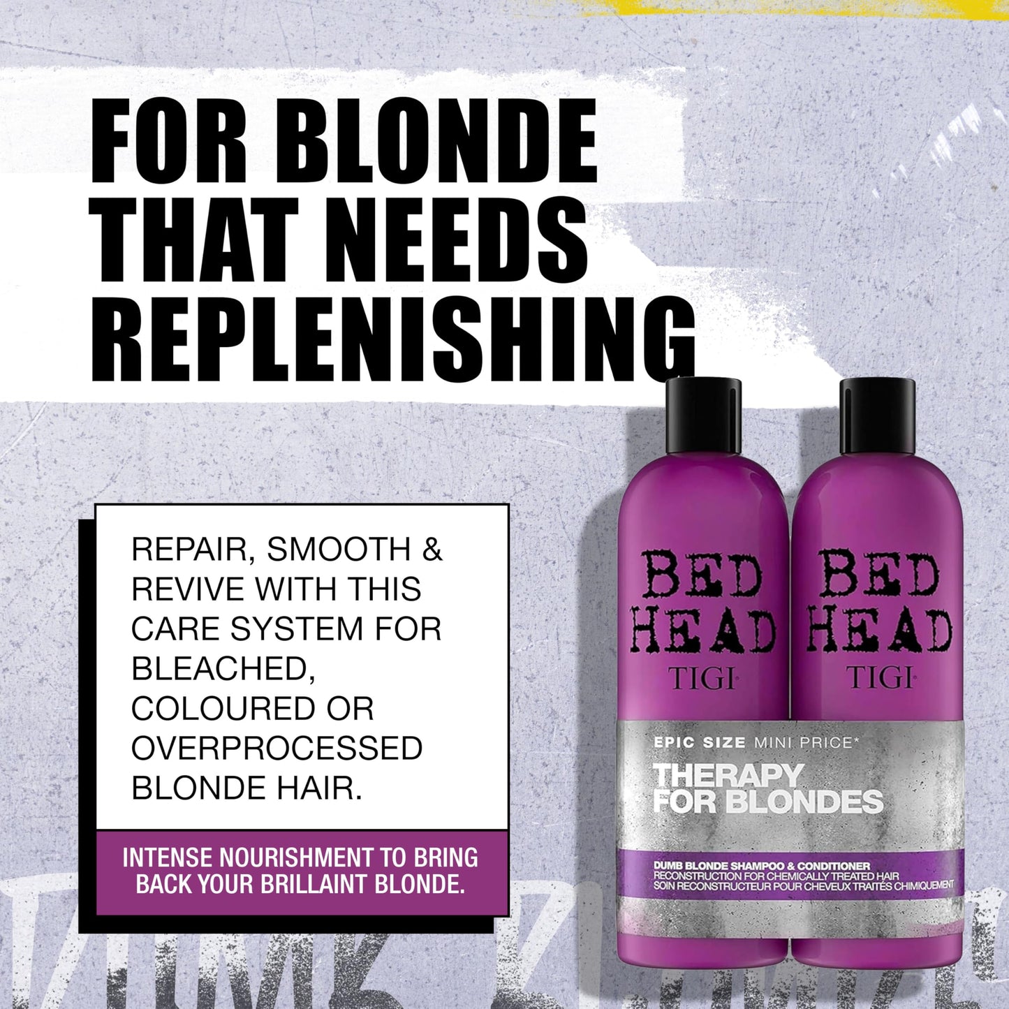 Bed Head by TIGI Dumb Blonde Restoring Shampoo and Conditioner Duo for Damaged Blonde Hair, 25.36 fl oz