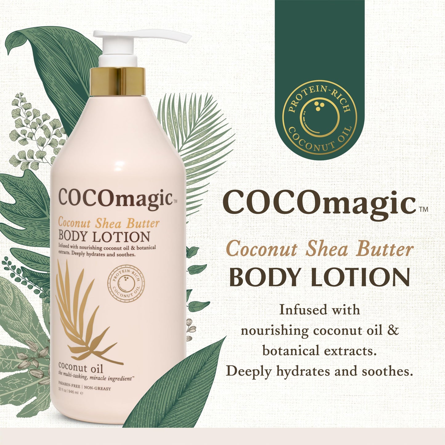 Cocomagic Coconut Shea Butter Body Lotion | Deeply Hydrating & Non-Greasy Moisturizer for Soft, Smooth Skin | Paraben-Free & Gentle for All Skin Types
