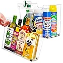 Sorbus Roll Out Bottle Organization Bins - 2 Sizes Pantry Under Sink Organizer with Wheels & Handles - Clear Plastic Organizing Containers…