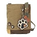 CHALA Patch Cross-Body Women Handbag, Olive Canvas Messenger Bag - Paw Print