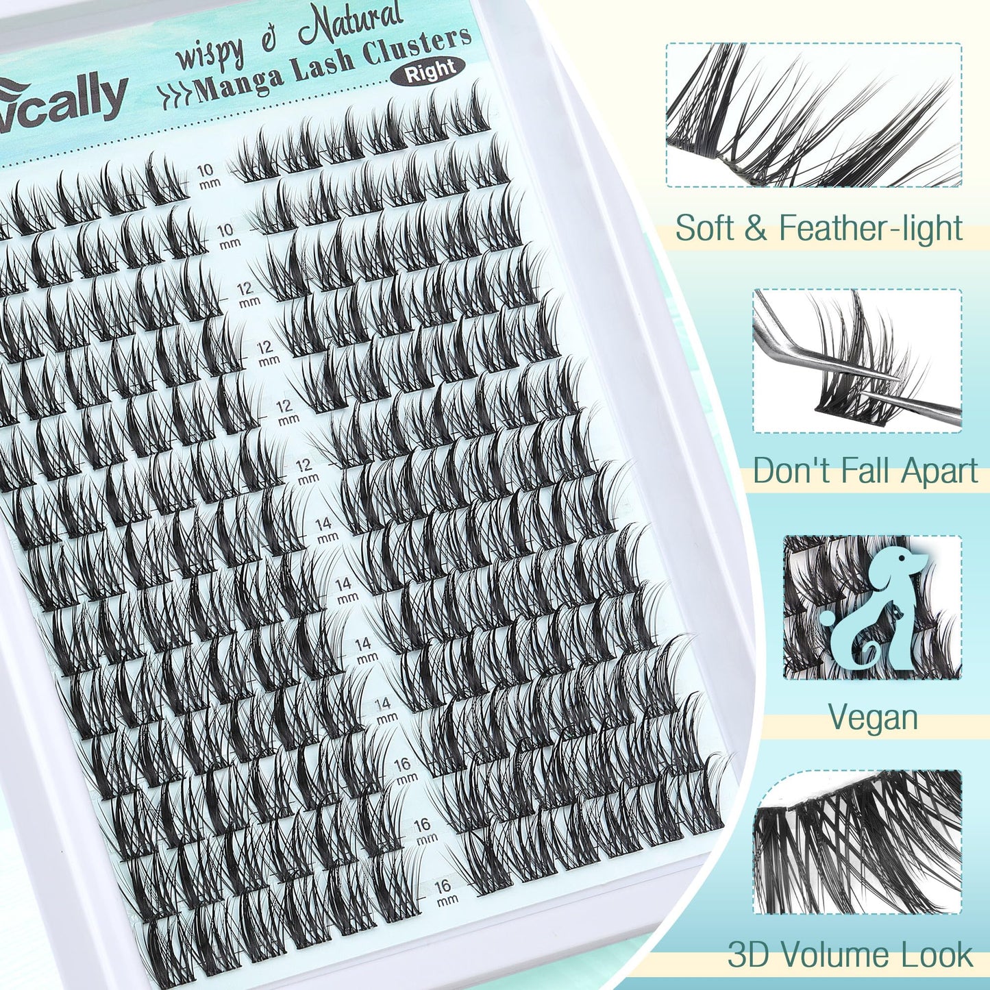 Lash Clusters Wispy Natural Look Eyelash Clusters Manga Cluster Eyelash Extensions 8-16MM Individual Lashes 8-16MM DIY Lash Extension Beauty and Personal Care Newcally