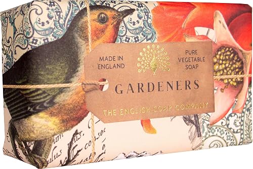 The English Soap Company Anniversary Wrapped Bar, Exfoliating Shea Butter Soap, Exfoliating Soap Bar for Body, Gardeners Pink Grapefruit Scent 0.42