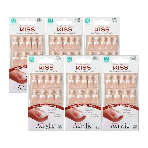 KISS Salon Acrylic French Nails Kit Pet Peeve Real Short (6 PACK) Beauty & Personal Care Yionkin