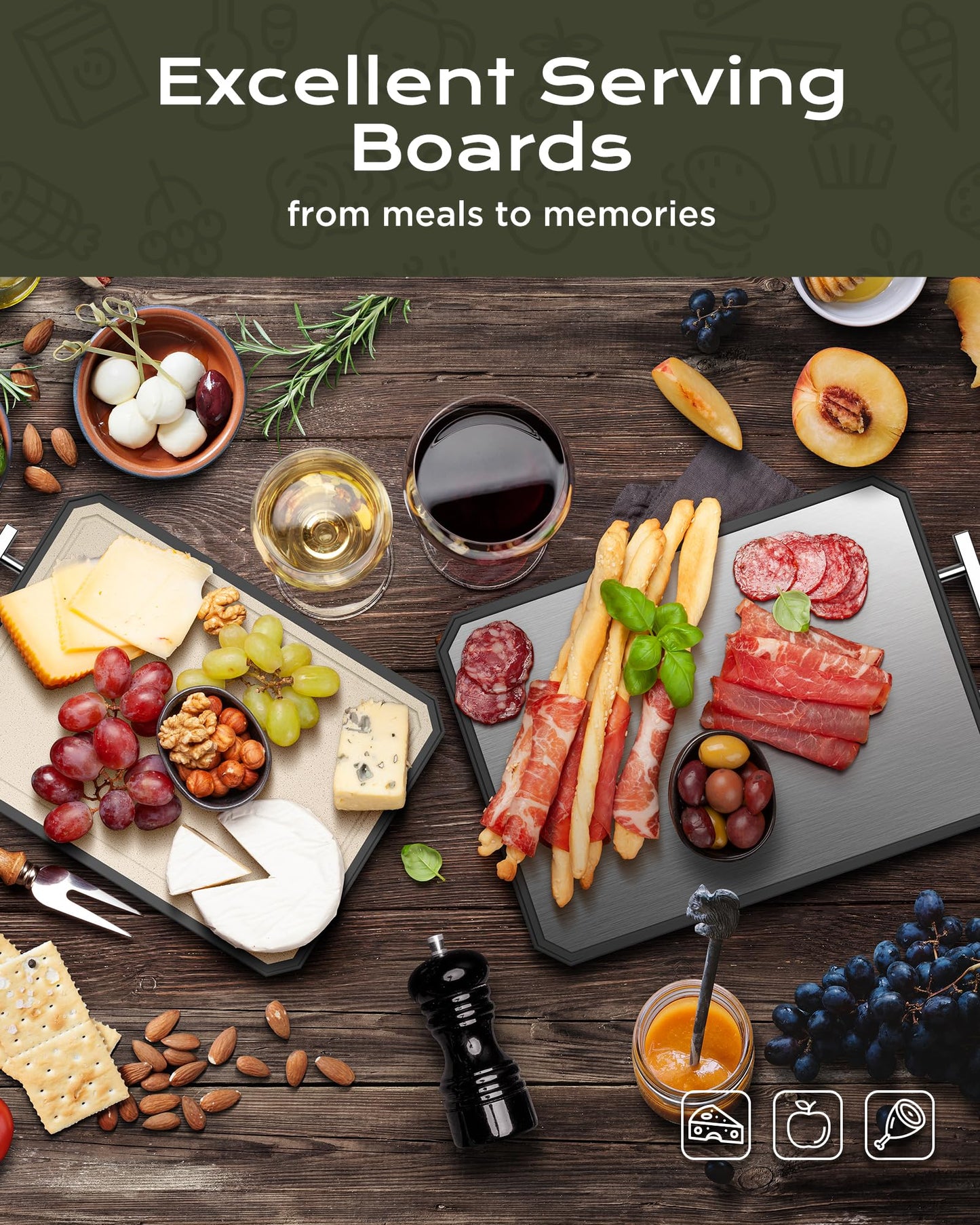 SNOWCLAD Double-Sided Stainless Steel Cutting Board – Large 16x11” Non-Toxic Chopping Board for Meat, Dishwasher Safe