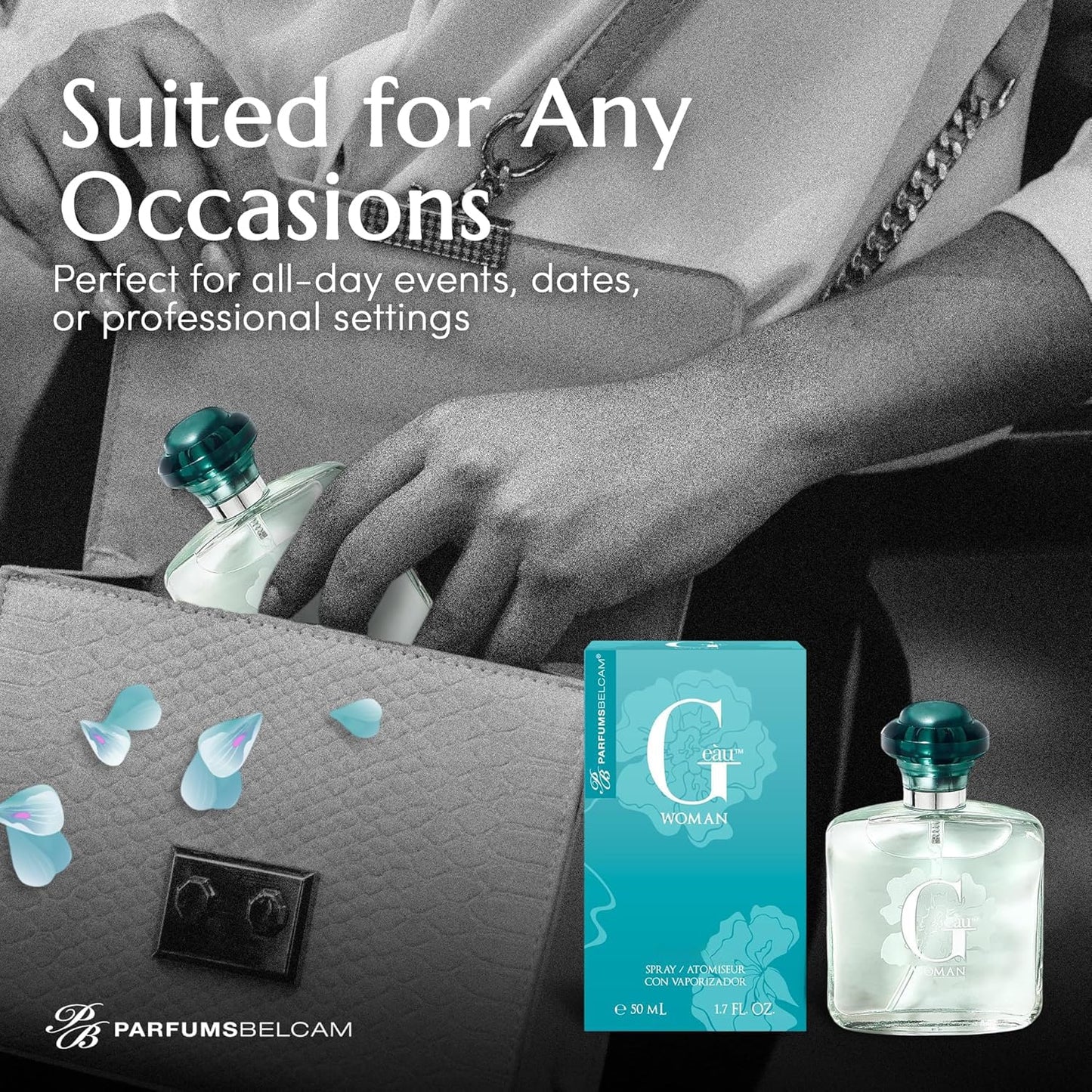 PB ParfumsBelcam G eàu Woman Eau De Parfum Spray for Women - 50 mL Affordable Long Lasting Perfume with Fresh Aquatic Fragrance & Chic Citrus Scent