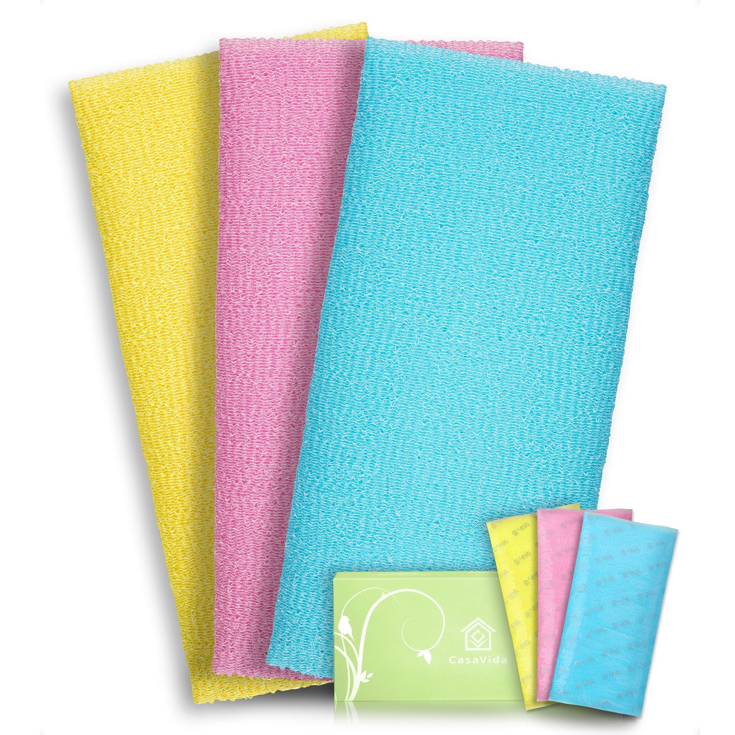 CASAVIDA Exfoliating Washcloth Back Scrubber for Shower Exfoliating Body Scrubber Japanese Beauty Washcloth African Net Sponge Bath Korean Loofah