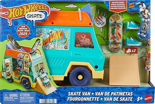 Hot Wheels Skate Fingerboard Playset, Skate Van Designed in Collaboration with Tony Hawk, with Exclusive Fingerboard & Pair Removable Skate Shoes