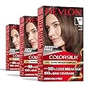 Revlon ColorSilk with Bond Repair Complex, Brown Permanent Hair Color, 100% Gray Coverage, Ammonia Free Hair Dye, Vegan Keratin, 40 Medium Ash Brown