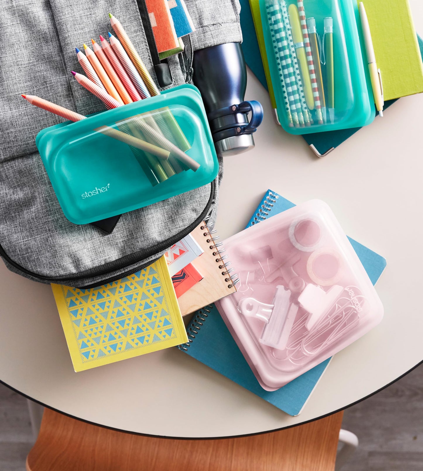 Stasher Premium Silicone Reusable Food Storage Snack Bag, Aqua, Microwave, Sous Vide, Dishwasher, Oven and Freezer Safe, BPA Free, Leak-free…