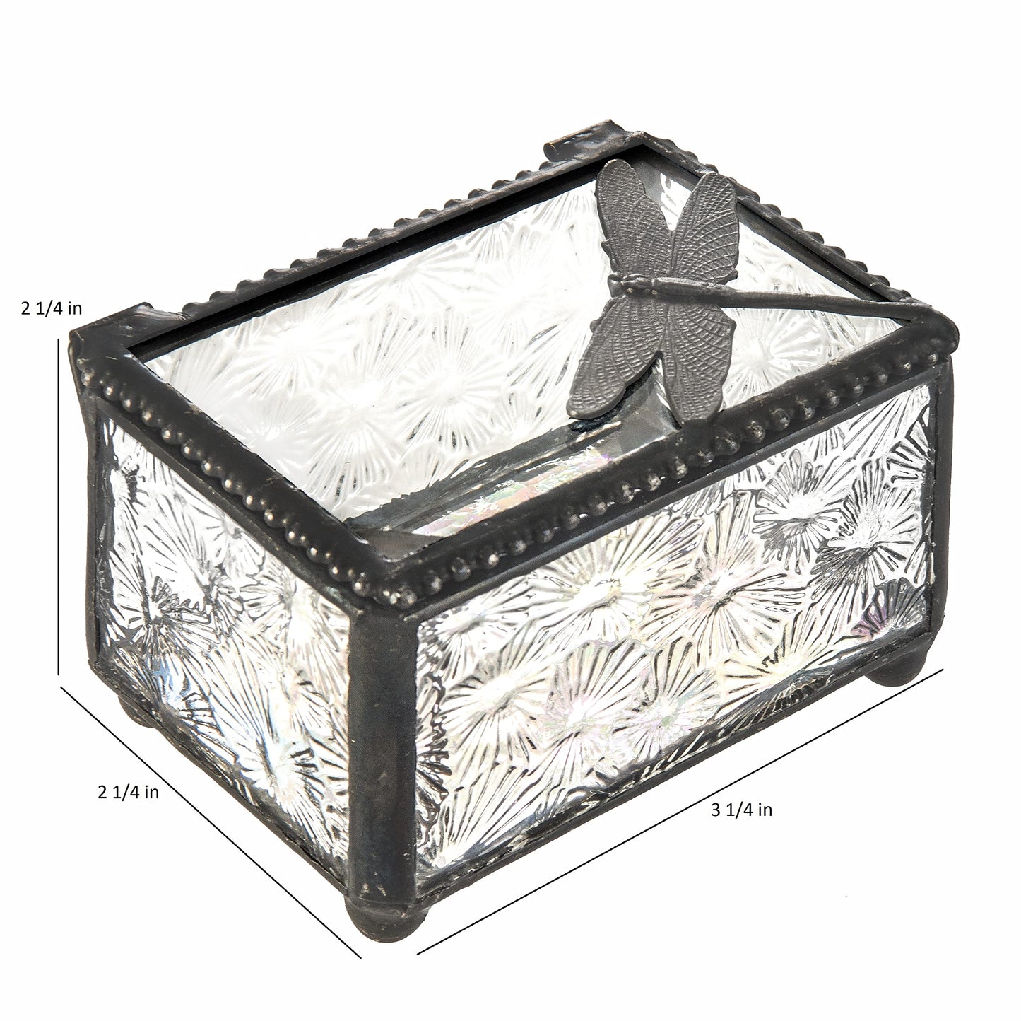 J Devlin Glass Art Dragonfly Trinket Box for Jewelry and Keepsakes Box 291