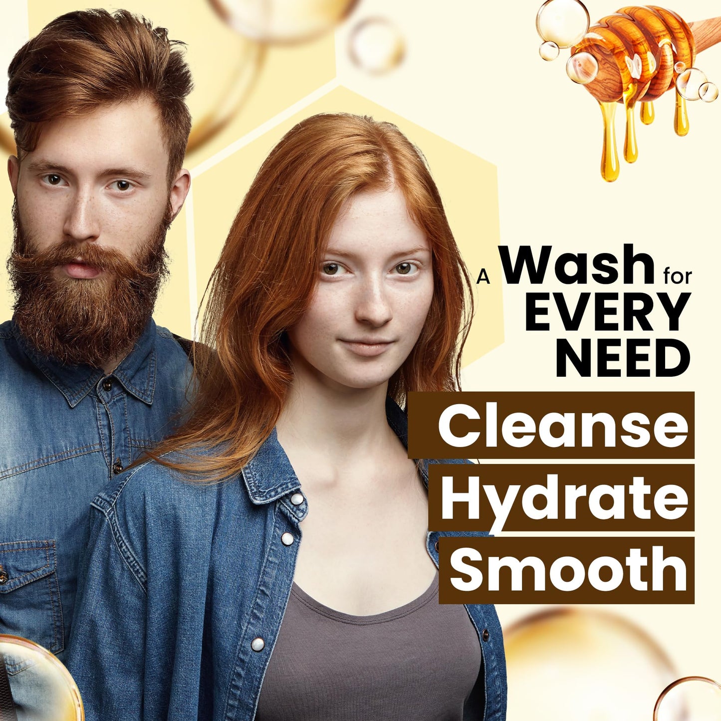 Herbishh Honey Shampoo & Conditioner Set (300 mL Each) Cleansing Shampoo for Buildup with Hydrating Conditioner for Dry & Damaged Hair, Shine