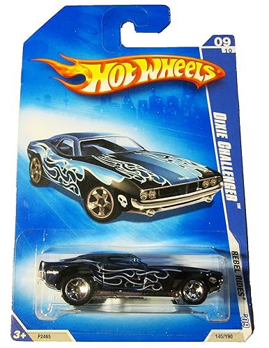HOT WHEELS 2009 REBEL RIDES 09/10 DIXIE CHALLENGER DARK BLUE WITH SILVER FLAMES 145/190