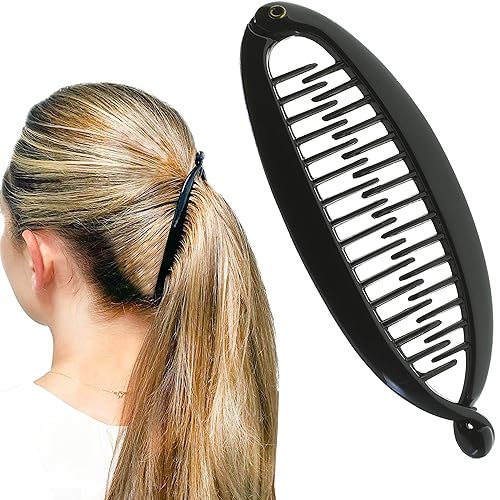 Camila Paris NV137 4.5 inch French Banana Clip Hair Comb Classic Girls Updo Flexible Ponytail Holder Interlocking Banana Combs, Fashion Durable