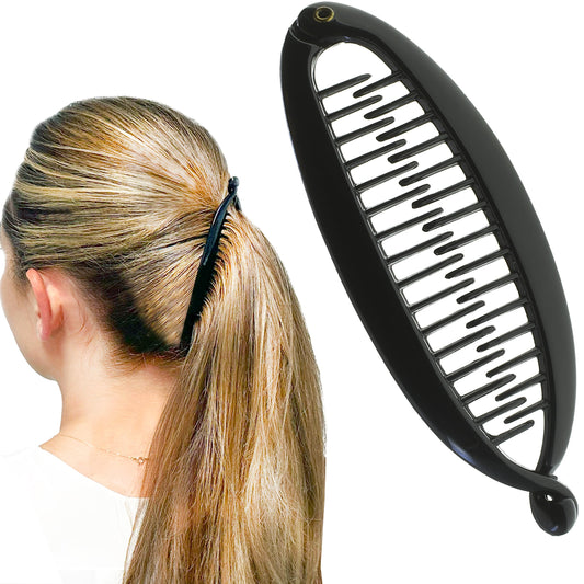 Camila Paris NV137 4.5 inch French Banana Clip Hair Comb Classic Girls Updo Flexible Ponytail Holder Interlocking Banana Combs, Fashion Durable