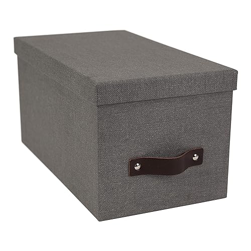Bigso Silvia Organizational Storage Box with Leather Handle for Shelves and Stacks Easily - Durable and Decorative Storage Boxes with Lids - 5.9 in x…