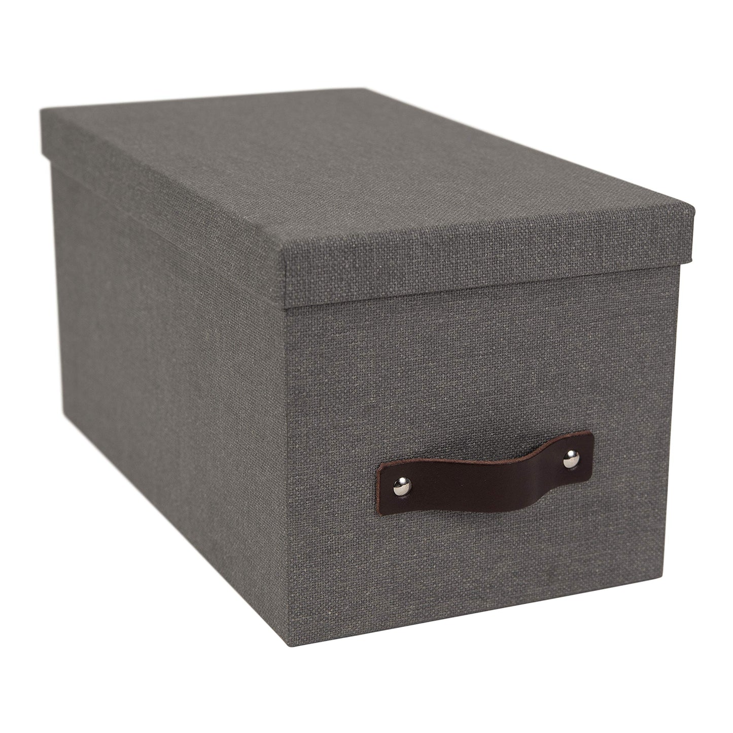 Bigso Silvia Organizational Storage Box with Leather Handle for Shelves and Stacks Easily - Durable and Decorative Storage Boxes with Lids - 5.9 in x…