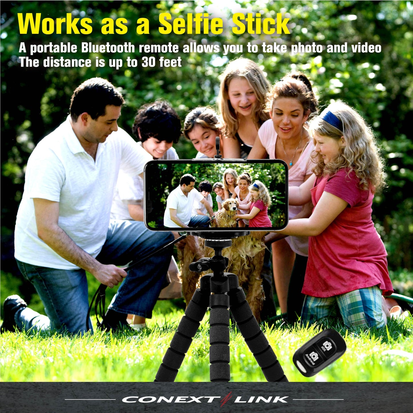 Conext Link Universal Adjustable Octopus Tripod Stand Phone Holder for iPhone Camera (Black)