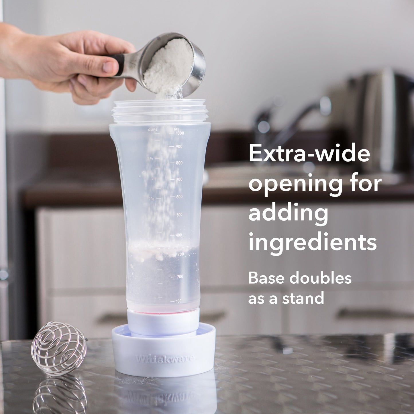 Whiskware Pancake Bottle & Batter Dispenser with BlenderBall Whisk – Durable, No-Mess, BPA-Free, Dishwasher Safe, Mint